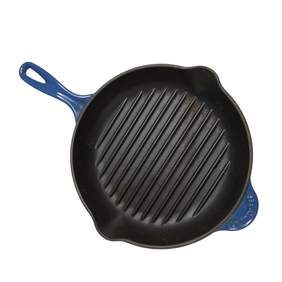 Le Creuset Kitchen Le Creuset Skillet Pan 1 Inch Ridges Grill Blue